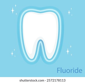 Illustration of a tooth with fluoride benefits