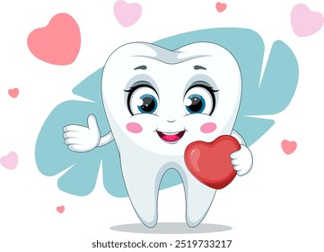 Illustration. Tooth with Heart. Care and Love