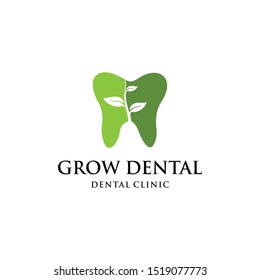 Illustration of a tooth mark with an abstract growing tree inside logo design