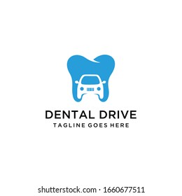Ilustración de marcas dentales con un pequeño camión abstracto en el interior.