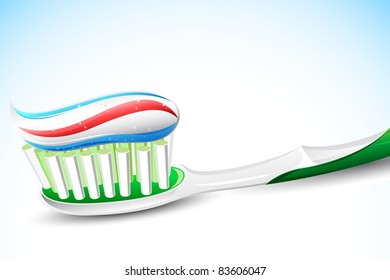 illustration of tooth paste on tooth brush on abstract background