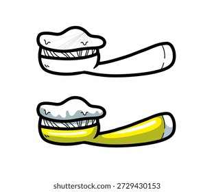 Ilustração de um ícone de escova de dentes com pasta de dentes