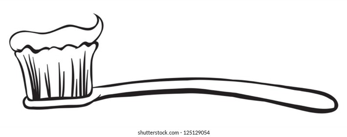 Illustration of a toothbrush with a toothpaste for kids on a white background