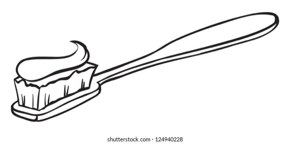 Ilustración de un cepillo de dientes con una pasta de dientes sobre un fondo blanco
