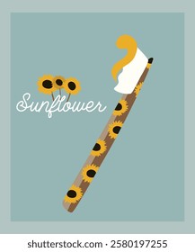 Illustration Toothbrush and Toothpaste Sunflower Taste	