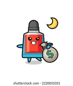 Illustration of toothpaste cartoon is stolen the money , cute design