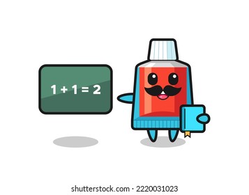 Illustration of toothpaste character as a teacher , cute design