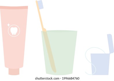The Illustration of toothpaste set.