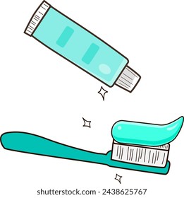 ilustración pasta de dientes y cepillo de dientes