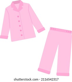 Illustration of the top and bottom set of pink pajamas