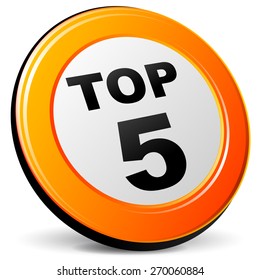 Illustration Of Top Five 3d Design Orange Icon