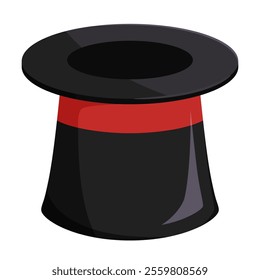 Illustration of a top hat with a red ribbon