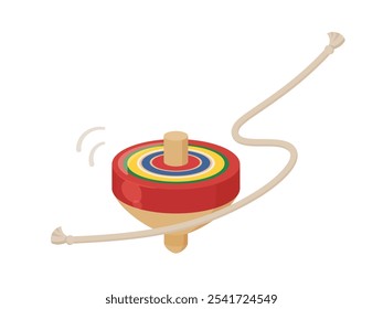 Illustration of a top spinning on a string