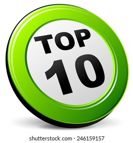 Illustration Of Top Ten 3d Green Icon