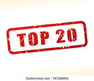 Illustration of top twenty text buffered on white background