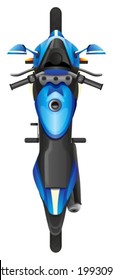 Illustration of a top view of a blue scooter on a white background