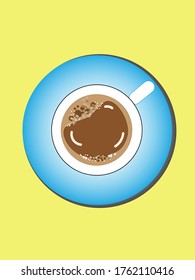 Illustration of top view of cup of tea/coffee and soccer