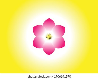 Illustration of top view pink lotus on gradient yellow background, meditation symbolic for making various kinds of meditation media