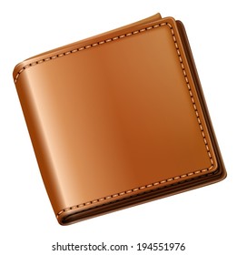 Illustration of a topview of a brown wallet on a white background