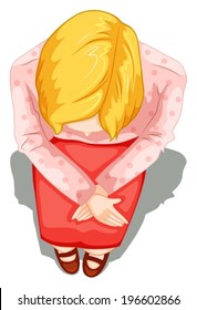 Ilustración de una imagen de una dama sentada sobre un fondo blanco