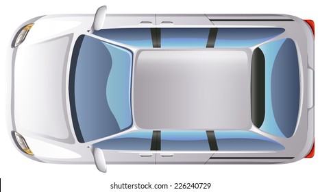 Illustration of a topview of a minivan on a white background 