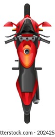 Illustration of a topview of a motor bike on a white background