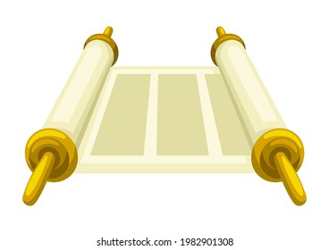 Illustration of Torah Scroll. Jewish Book of Law.