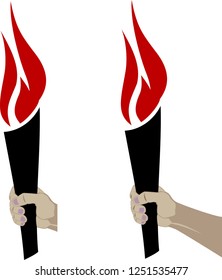 Illustration of a torch with fire in hand