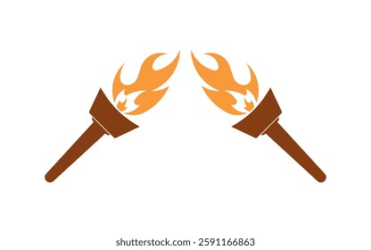 Illustration of torch fire logo icon flat design