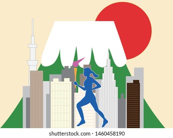 Illustration of Torch runner of international sporting event held in Japan.