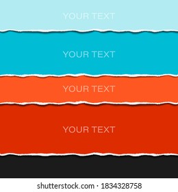 
Illustration of a torn edge of paper in light blue, blue, orange and red. Can be used in web design, banners, printing