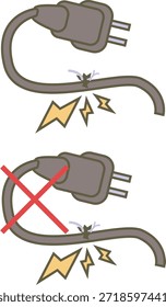 Ilustración de un cordón eléctrico roto