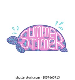 Illustration of a tortilla with a unique hand-drawn lettering inside. Summer time.