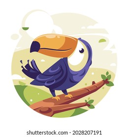 Illustration of Toucan. Isolated. White Background. Vector Illustration