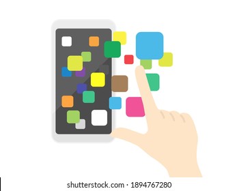 Illustration of touching a smartphone application.