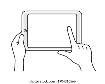 Illustration of touching a tablet PC.