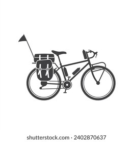 illustration of touring bike, bicycle, vector art.