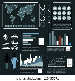 illustration of tourism infographics, with colors graphs and tourism icons, vector illustration