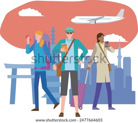 Illustration of tourists from abroad