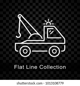 Illustration of tow truck icon on checkered background