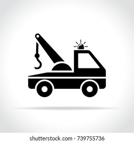 Illustration of tow truck icon on white background