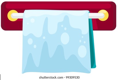 illustration of a towel on the  rack on white