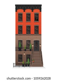 Illustration of a townhouse. Flat art style. Housing, real estate market, architecture design, property investment concept banner.