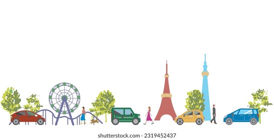 Illustration of the townscape of downtown Tokyo