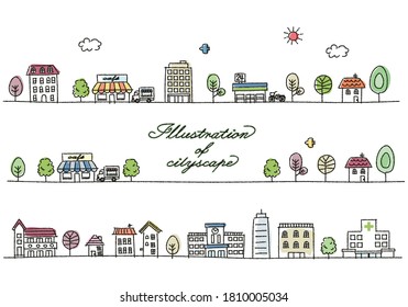 An Illustration Of A Townscape In A Handwriting Style.