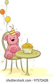 Illustration of a Toy Bear Celebrating its Birthday