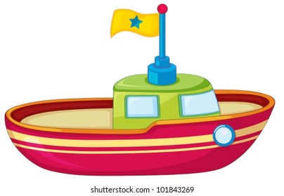 Illustration of a toy boat on white