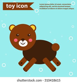 Illustration of toy icon, bear, vector.