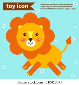 Illustration of toy icon, lion, vector.