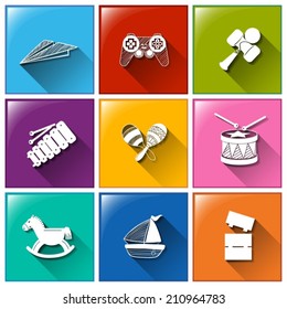 Illustration of the toy icons on a white background